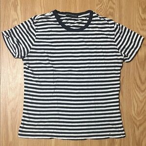 Brandy Melville Black and Cream Striped T-Shirt